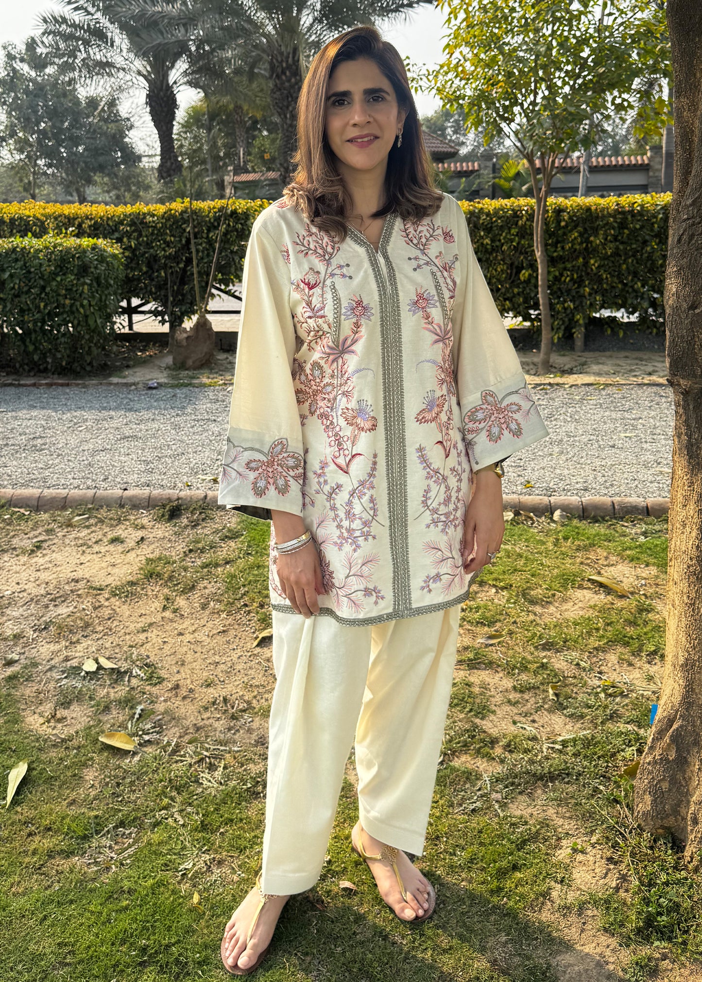 Ivory Flora Embroidered Co-Ord