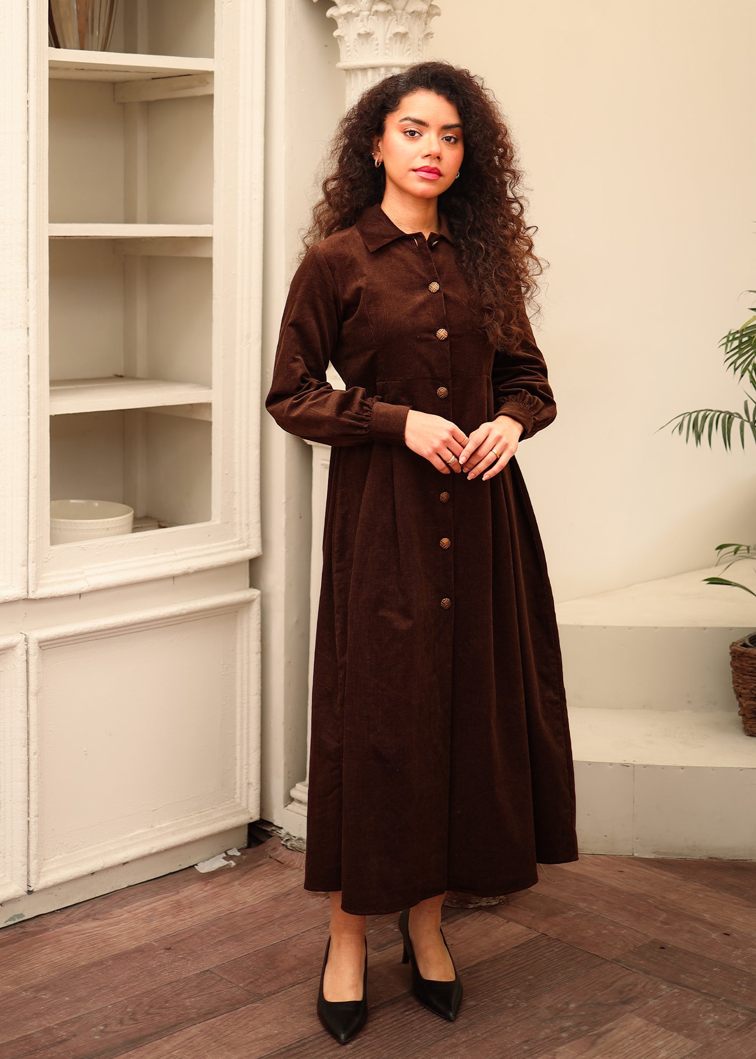 Chocolate Brown Corduroy Jacket Dress