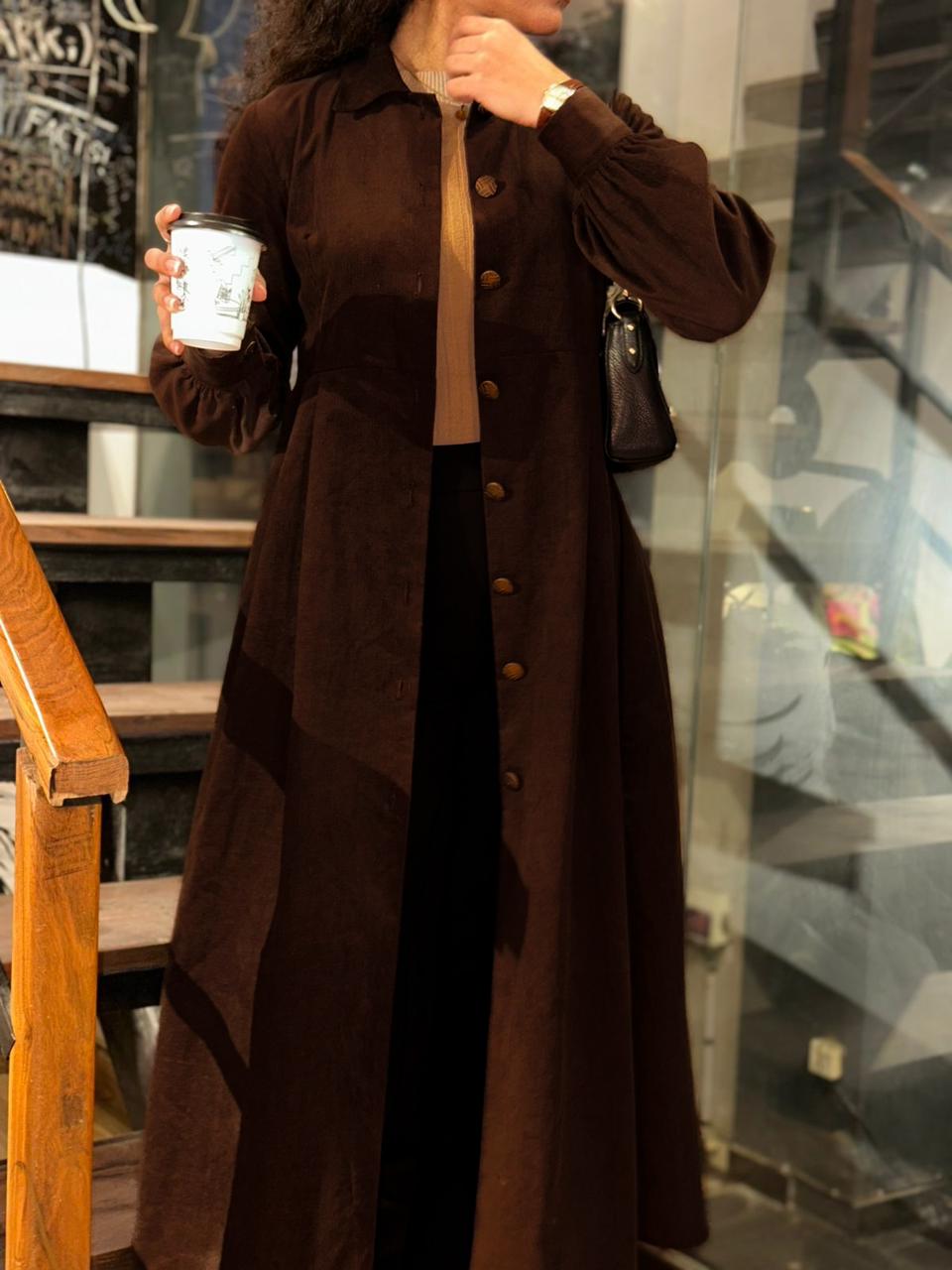 Chocolate Brown Corduroy Jacket Dress