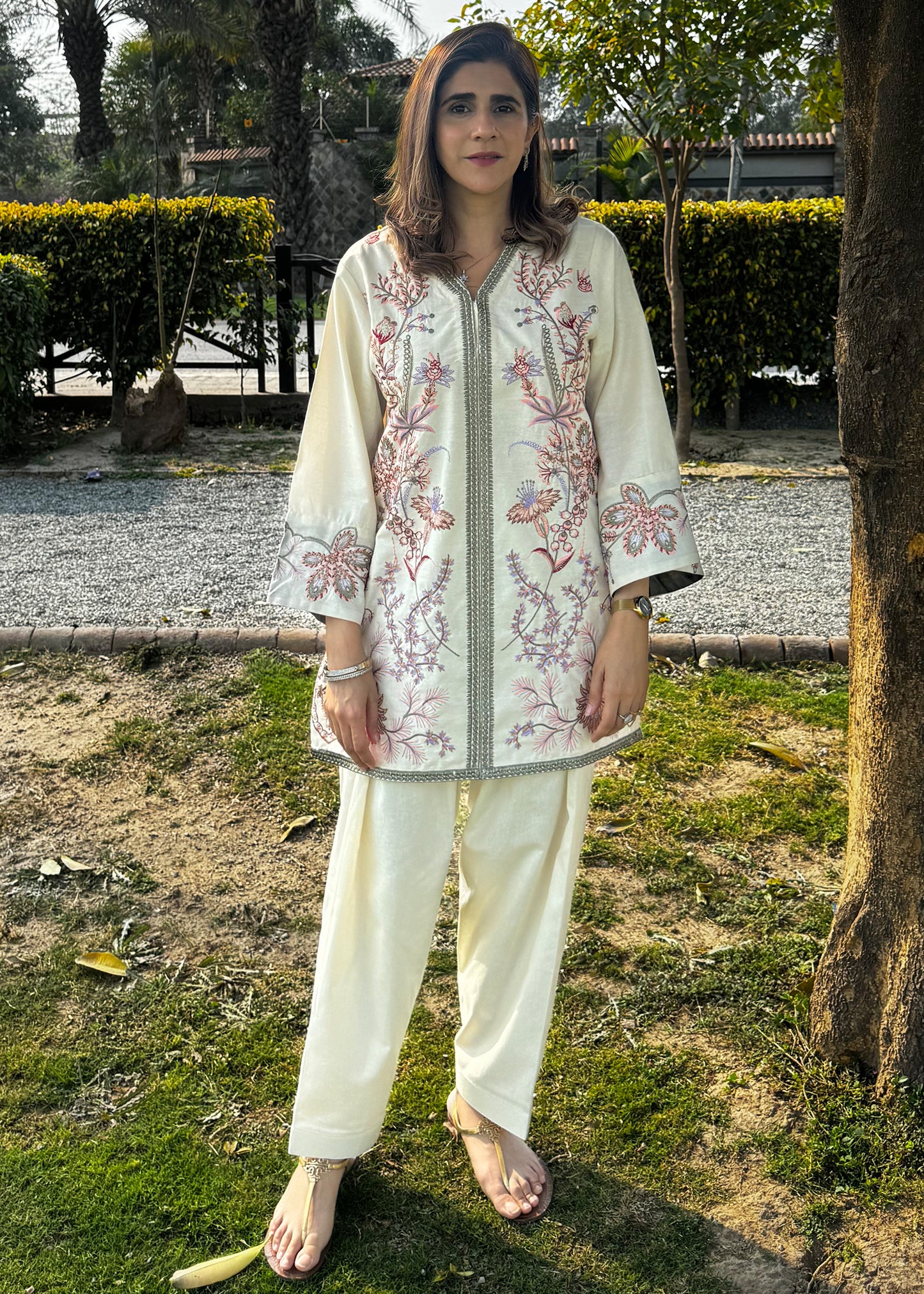 Ivory Flora Embroidered Co-Ord