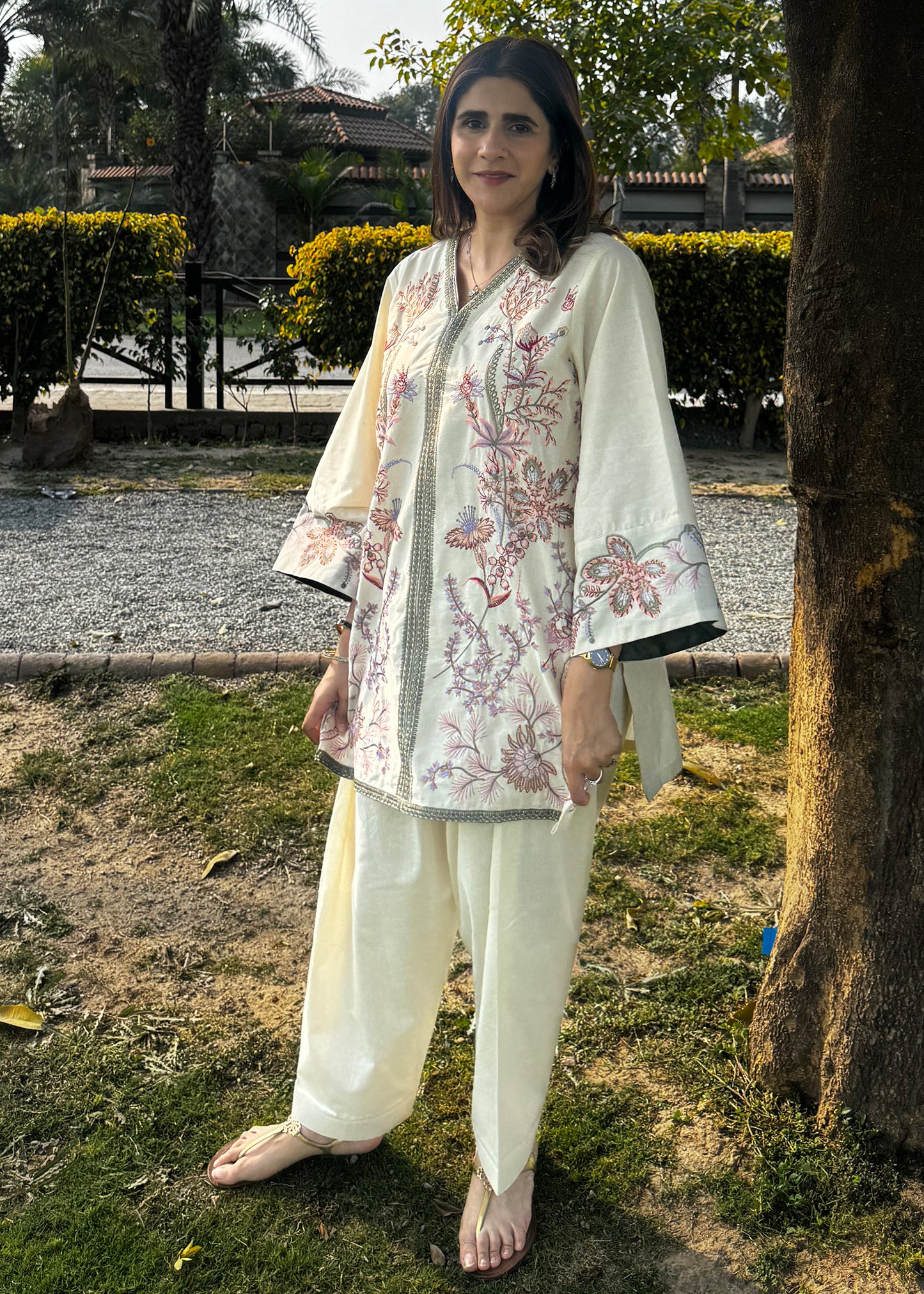 Ivory Flora Embroidered Co-Ord